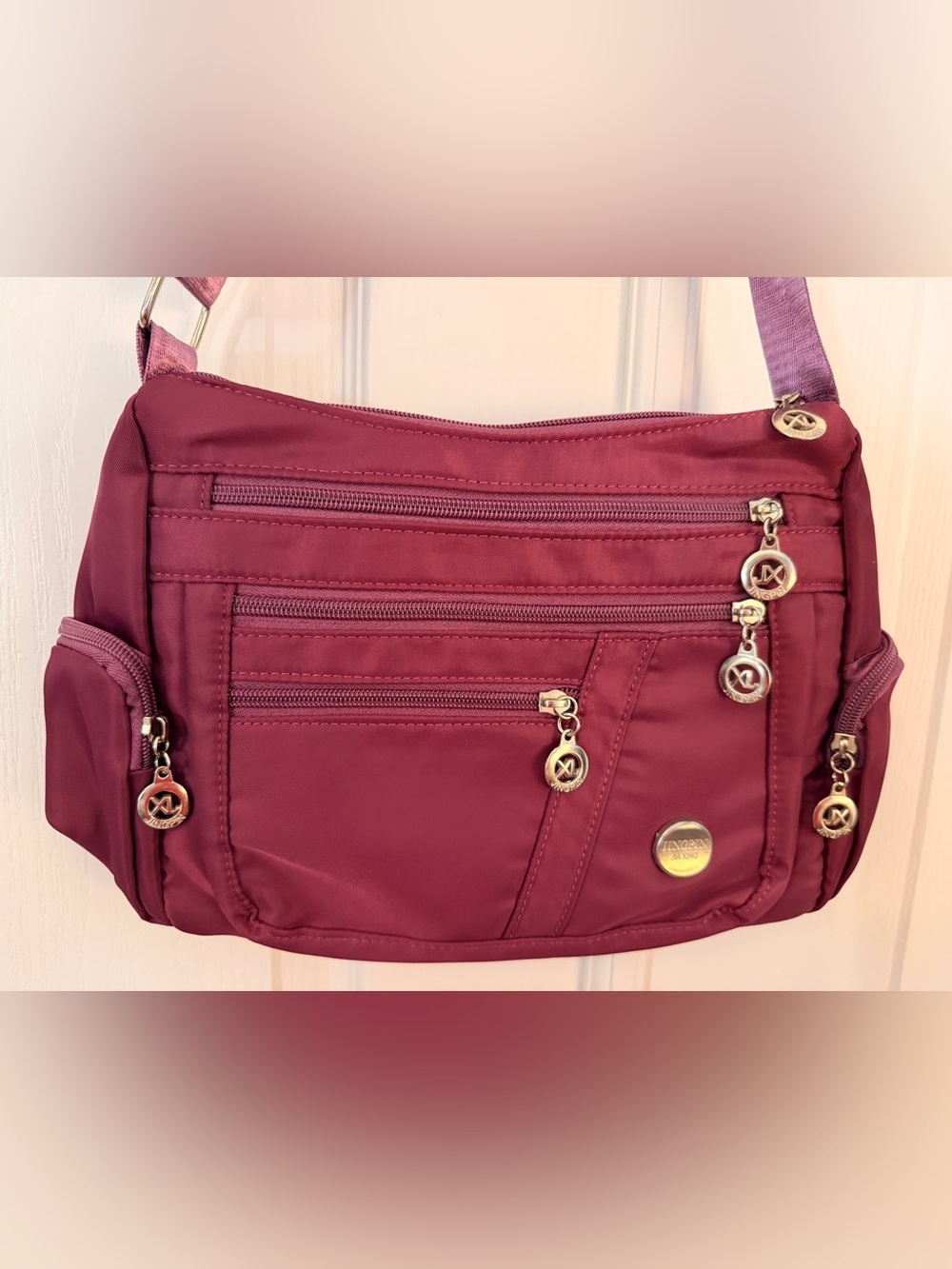 JINGPIN Purple Nylon Crossbody Travel Bag Purse - Picture 3 of 14